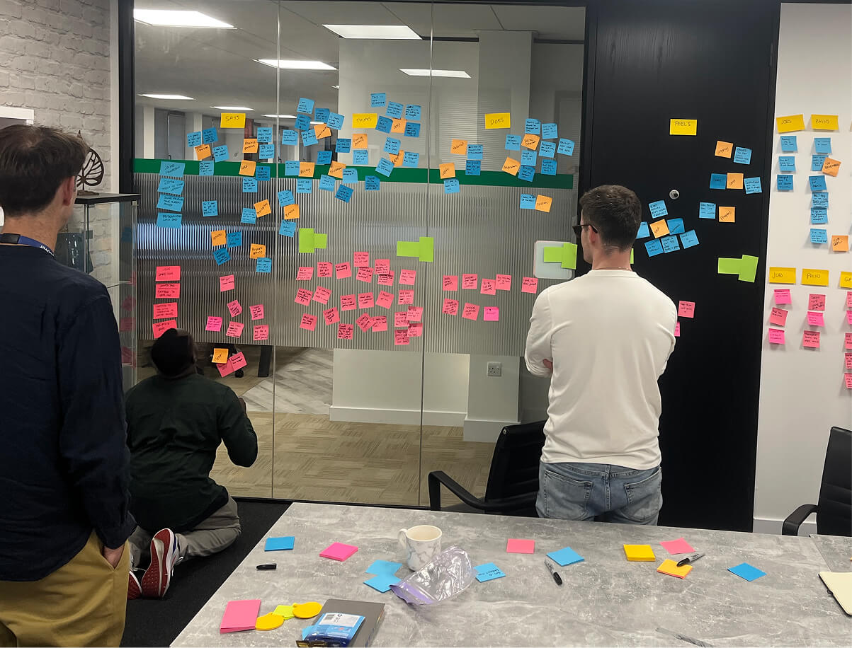 A team mapping out ideas together