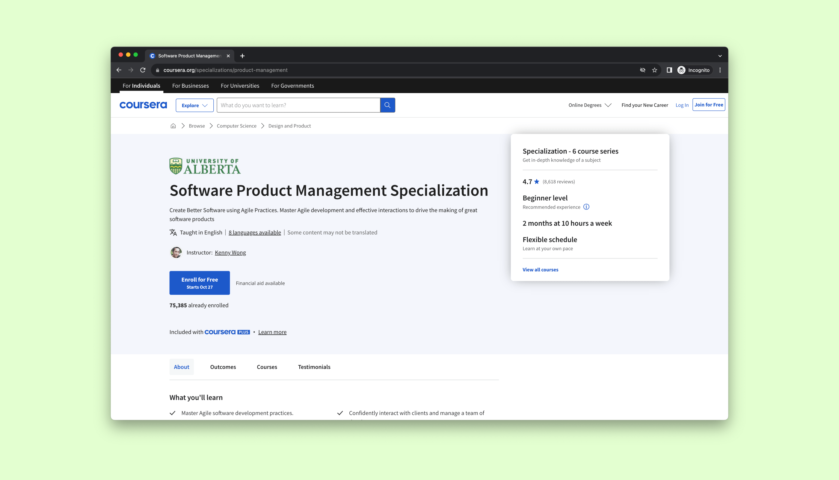 Coursera website screenshot