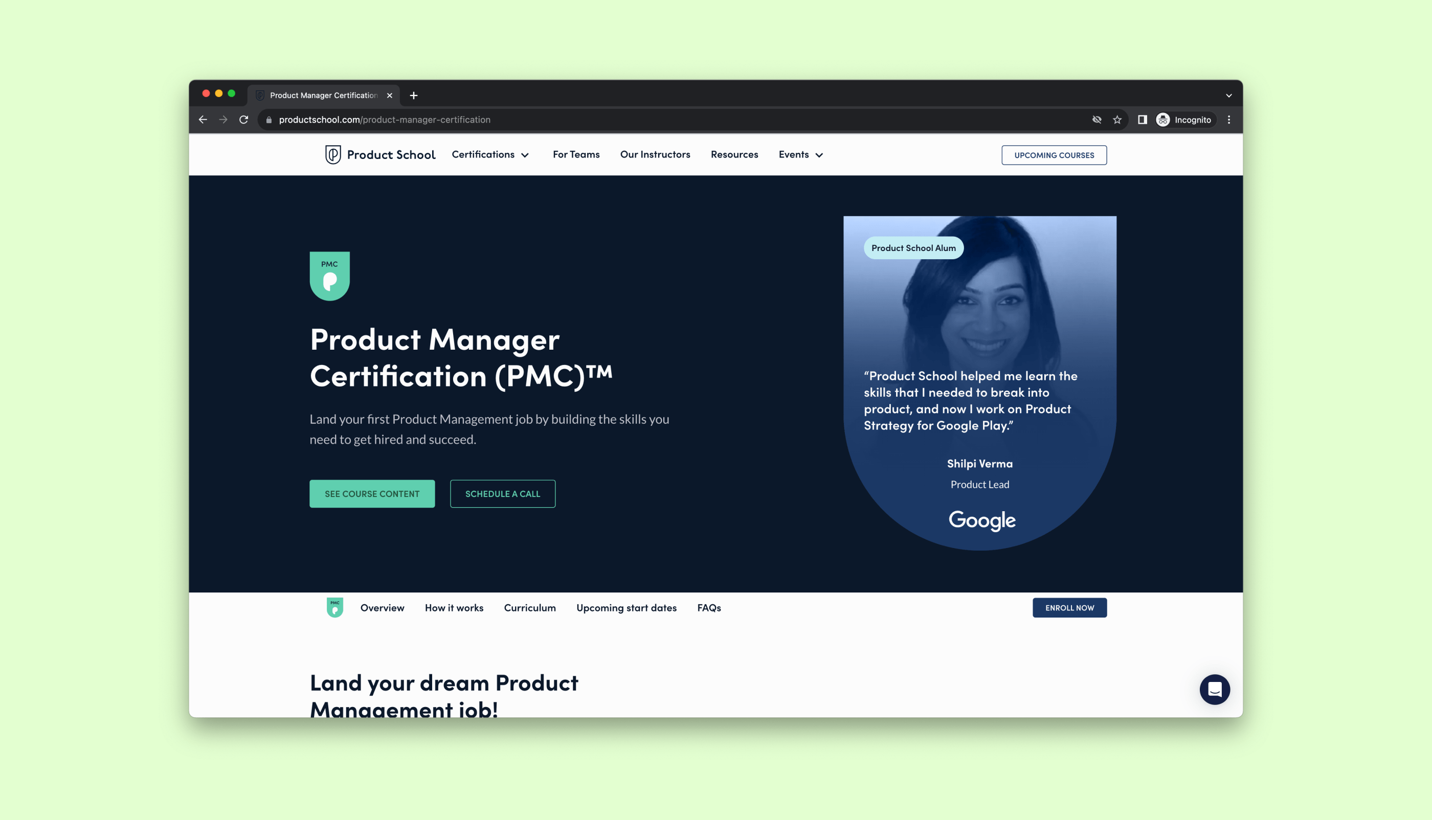Product School website screenshot