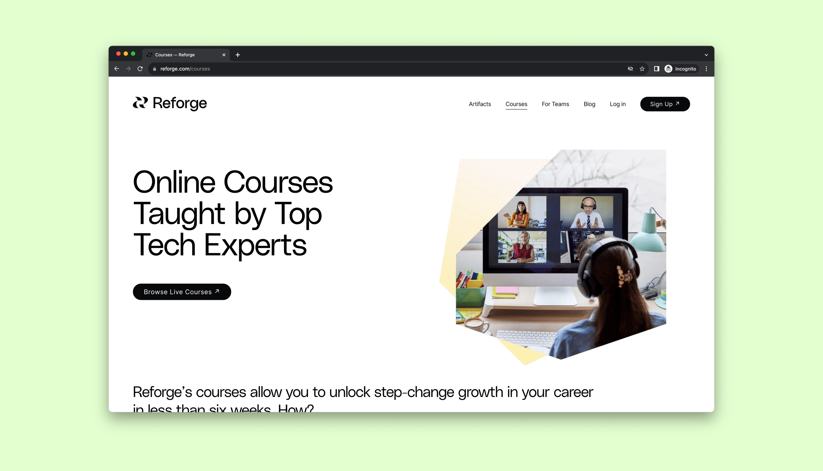 Reforge website screenshot