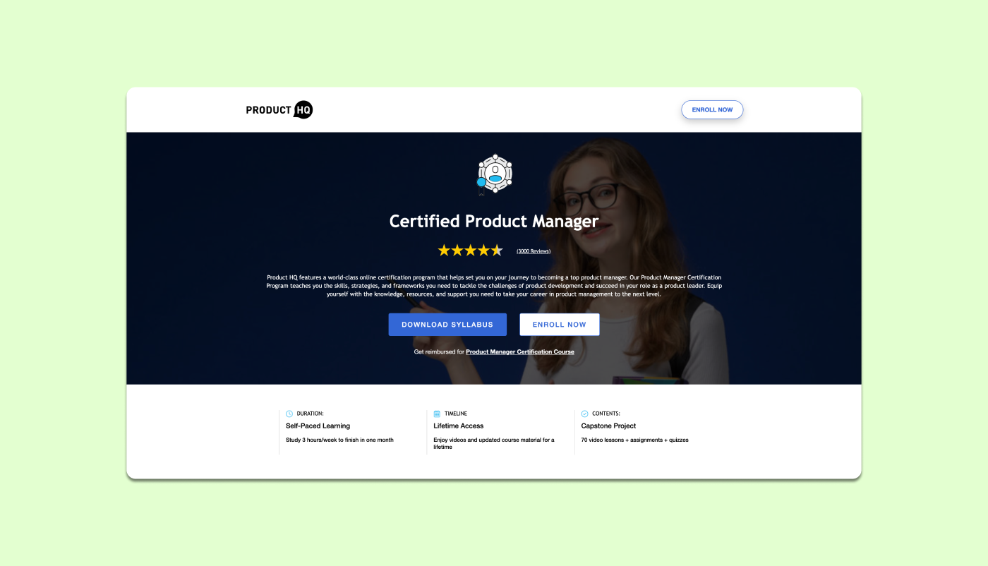 Product HQ website screenshot