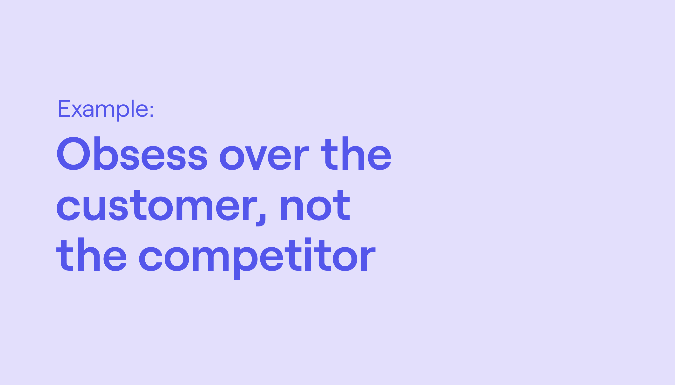 An example product principle that says: Obsess over the customer, not the competitor